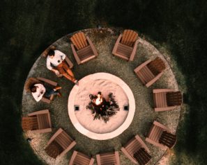 Chairs from above around a campfire